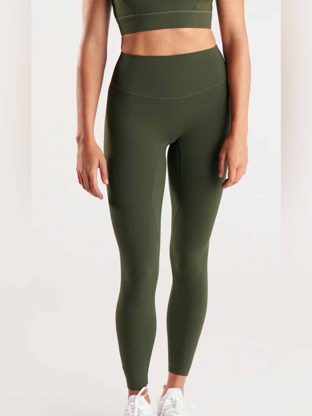 High-Waist Olive Green Performance Leggings M